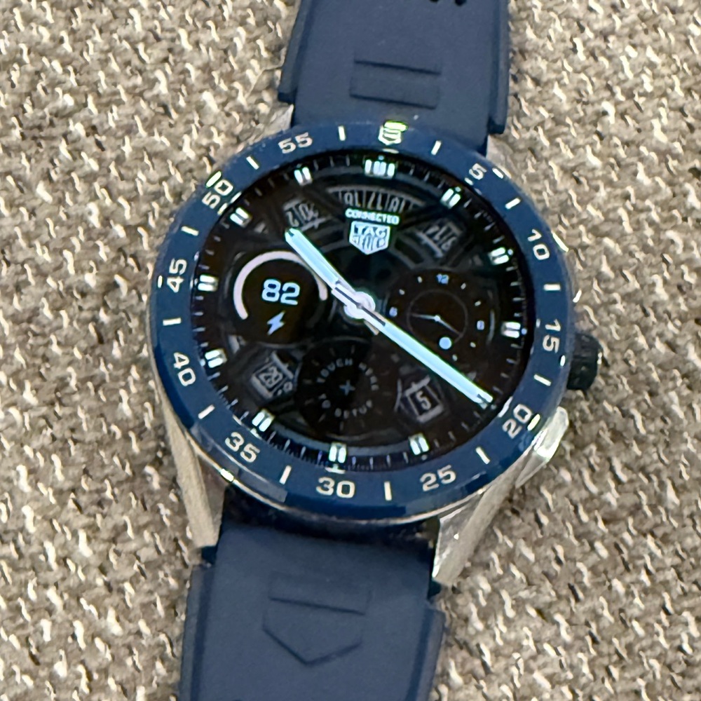 TAG Heuer SBG8A Connected Smart Watch with Blue Rubber Band — Retail $2,350